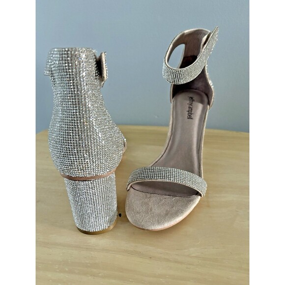 Jeffrey Campbell Shoes - Jeffrey Campbell Laura Crystal Embellished Ankle Strap Silver 8 Prom Wedding